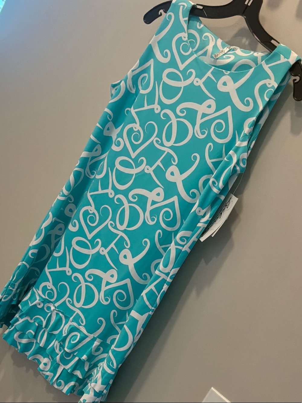 Lulu B Turquoise and White Script Print Dress